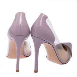 Pre Owned Gianvito Rossi Lavender Leather And PVC Plexi Pointed Toe Pumps Size 38