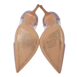 Pre Owned Gianvito Rossi Lavender Leather And PVC Plexi Pointed Toe Pumps Size 38