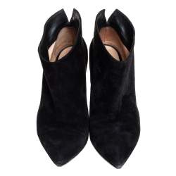 Gianvito Rossi Black Suede Kat Mid Booties Size 40.5