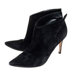 Gianvito Rossi Black Suede Kat Mid Booties Size 40.5