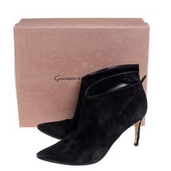 Gianvito Rossi Black Suede Kat Mid Booties Size 40.5