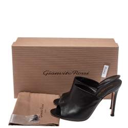 Pre Owned Gianvito  Rossi Black Leather Alise Mule Sandals Size 34.5