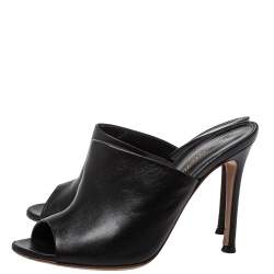 Pre Owned Gianvito  Rossi Black Leather Alise Mule Sandals Size 34.5