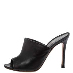 Pre Owned Gianvito  Rossi Black Leather Alise Mule Sandals Size 34.5