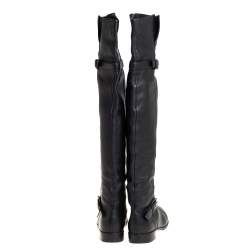 Pre Owned Gianvito Rossi Black Leather Knee Length Boots Size 40