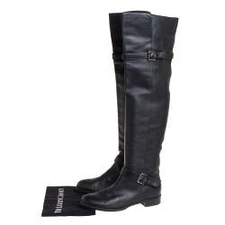 Pre Owned Gianvito Rossi Black Leather Knee Length Boots Size 40