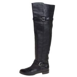 Pre Owned Gianvito Rossi Black Leather Knee Length Boots Size 40