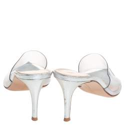 Pre Owned Gianvito Rossi Silver PVC Plexi Illusions Slide Sandals Size 39
