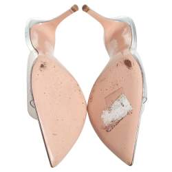 Pre Owned Gianvito Rossi Silver PVC Plexi Illusions Slide Sandals Size 39