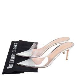 Pre Owned Gianvito Rossi Silver PVC Plexi Illusions Slide Sandals Size 39