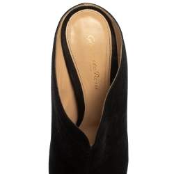 Pre Owned Gianvito Rossi Black Suede Cobalt Peep-Toe Mules Size 39.5