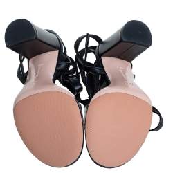 Pre Owned Gianvito Rossi Black Leather And PVC Plexi Transparent Sandals Size 35.5