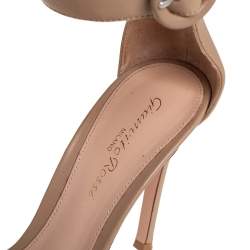 Pre Owned Gianvito Rossi Beige PVC And Leather Ankle Strap Sandals Size 36.5