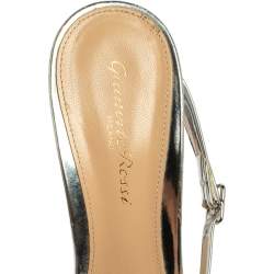 Pre Owned Gianvito Rossi Silver Leather Pointed Toe Mule Sandals Size 39