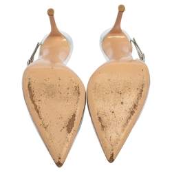 Pre Owned Gianvito Rossi Silver Leather Pointed Toe Mule Sandals Size 39