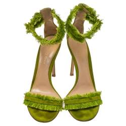Pre Owned Gianvito Rossi Green Suede Caribe Sandals Size 38