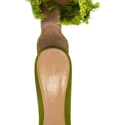 Pre Owned Gianvito Rossi Green Suede Caribe Sandals Size 38