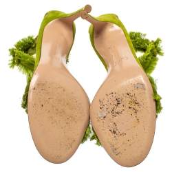 Pre Owned Gianvito Rossi Green Suede Caribe Sandals Size 38