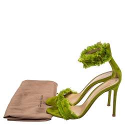 Pre Owned Gianvito Rossi Green Suede Caribe Sandals Size 38