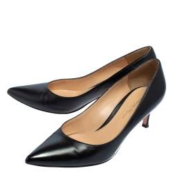 Gianvito Rossi Black Leather Pointed Toe Pumps Size 35.5