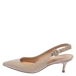 Pre Owned Gianvito Rossi Beige Leather Slingback Pointed Toe Pumps Size 36
