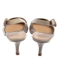 Pre Owned Gianvito Rossi Beige Leather Slingback Pointed Toe Pumps Size 36