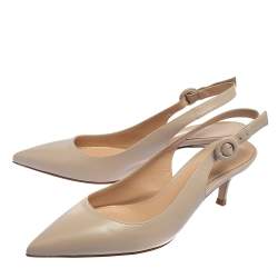 Pre Owned Gianvito Rossi Beige Leather Slingback Pointed Toe Pumps Size 36