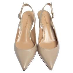 Pre Owned Gianvito Rossi Beige Leather Slingback Pointed Toe Pumps Size 36
