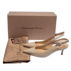 Pre Owned Gianvito Rossi Beige Leather Slingback Pointed Toe Pumps Size 36