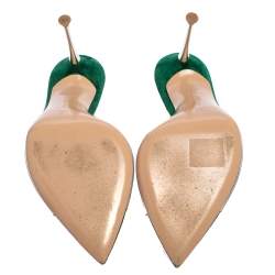 Pre Owned Gianvito Rossi Green PVC Elle Slide Sandals Size 36.5