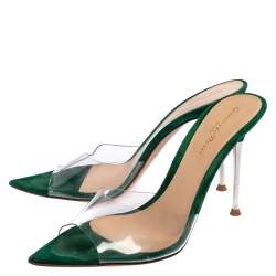 Pre Owned Gianvito Rossi Green PVC Elle Slide Sandals Size 36.5
