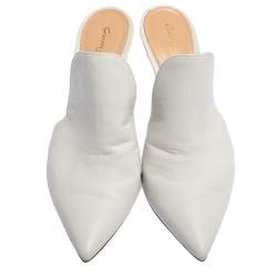 Pre Owned Gianvito Rossi White Leather Aramis Mules Size 36