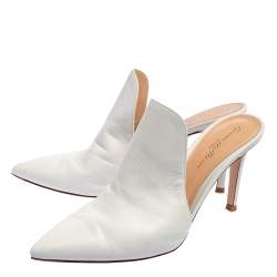 Pre Owned Gianvito Rossi White Leather Aramis Mules Size 36