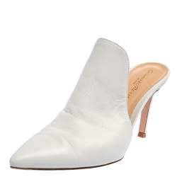 Pre Owned Gianvito Rossi White Leather Aramis Mules Size 36