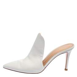 Pre Owned Gianvito Rossi White Leather Aramis Mules Size 36