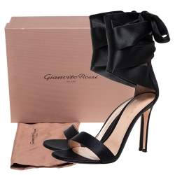 Pre Owned Gianvito Rossi Black Satin Gala Sandals Size 40