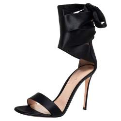 Pre Owned Gianvito Rossi Black Satin Gala Sandals Size 40