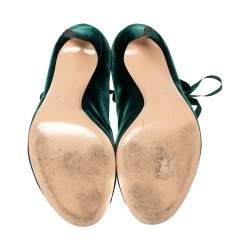 Pre Owned Gianvito Rossi Green Velvet Marie Lace Up Ankle Booties Size 39.5