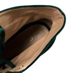 Pre Owned Gianvito Rossi Green Velvet Marie Lace Up Ankle Booties Size 39.5