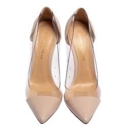 Pre Owned Gianvito Rossi Blush Pink Leather And PVC Plexi Pointed Toe Pumps Size 35