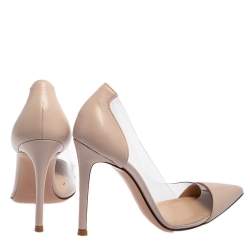 Pre Owned Gianvito Rossi Blush Pink Leather And PVC Plexi Pointed Toe Pumps Size 35