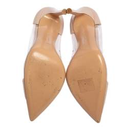 Pre Owned Gianvito Rossi Blush Pink Leather And PVC Plexi Pointed Toe Pumps Size 35