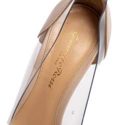 Pre Owned Gianvito Rossi Blush Pink Leather And PVC Plexi Pointed Toe Pumps Size 35