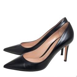 Pre Owned Gianvito Rossi Black Leather Pointed Toe Pumps Size 39.5