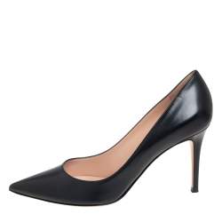 Pre Owned Gianvito Rossi Black Leather Pointed Toe Pumps Size 39.5