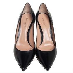 Pre Owned Gianvito Rossi Black Leather Pointed Toe Pumps Size 39.5