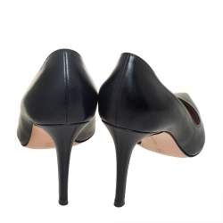 Pre Owned Gianvito Rossi Black Leather Pointed Toe Pumps Size 39.5
