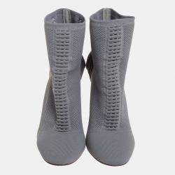 Gianvito Rossi Grey Stretch Knit Thurlow Ankle Boots Size 39