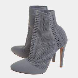 Gianvito Rossi Grey Stretch Knit Thurlow Ankle Boots Size 39