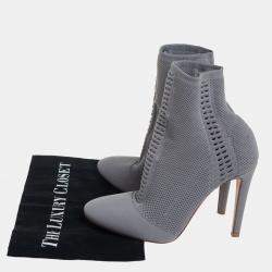 Gianvito Rossi Grey Stretch Knit Thurlow Ankle Boots Size 39
